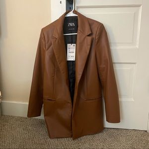 Zara Faux Leather Blazer
